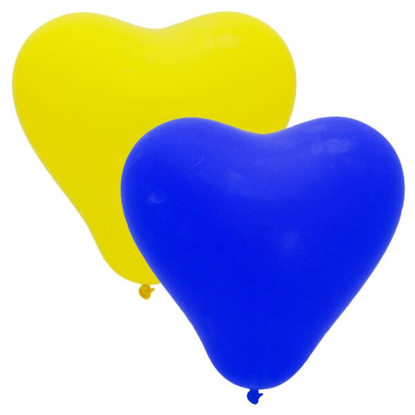 Hjärtformade Latexballonger Blå och Gul