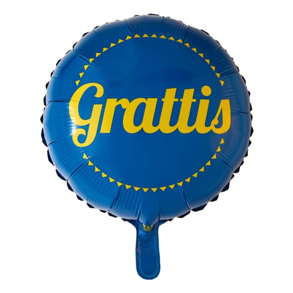 Folieballong Blå/Gul Grattis