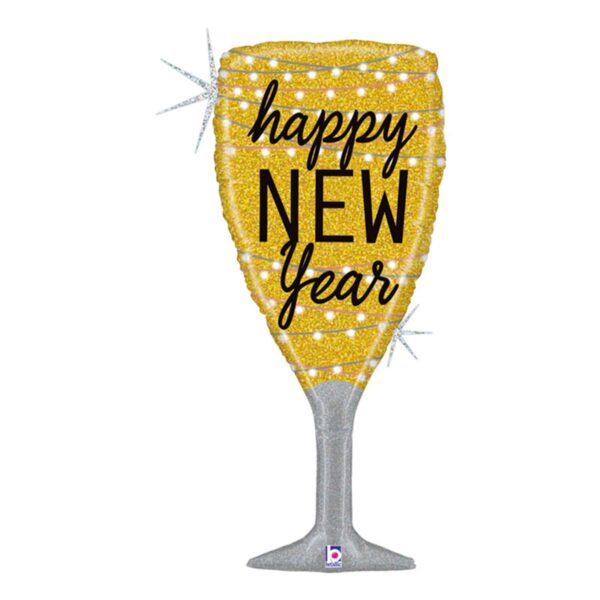 Folieballong Champagneglas Happy New Year