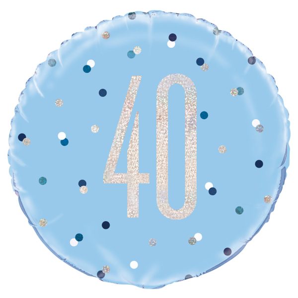 40 Års Folieballong Blå & Silver
