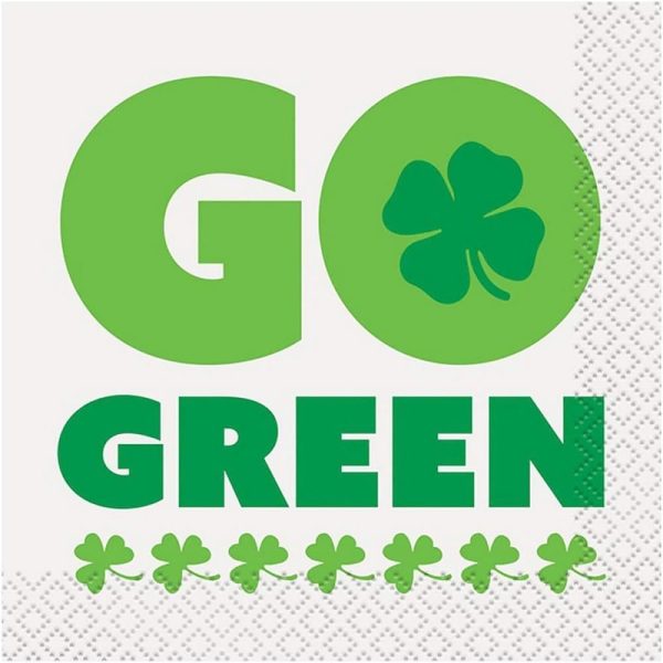 Go Green servetter för St Patricks Day (16-pack)