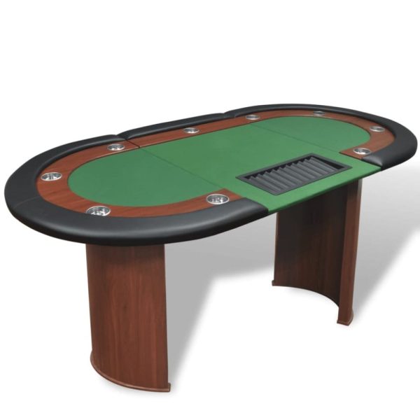 Pokerbord för 10 spelare med dealerplats grön