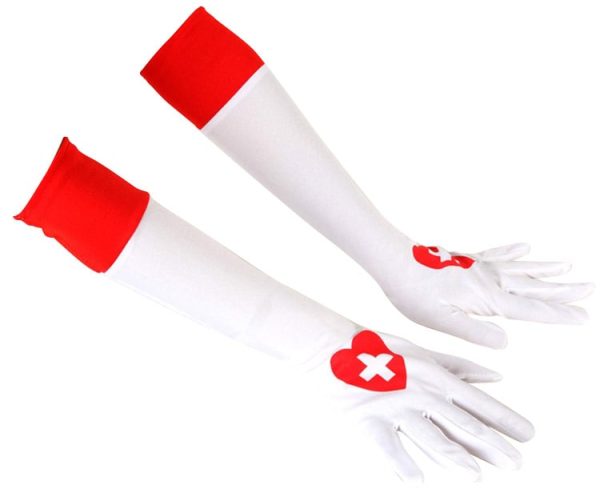 Handskar långa vita sjuksköterska.Size-One size